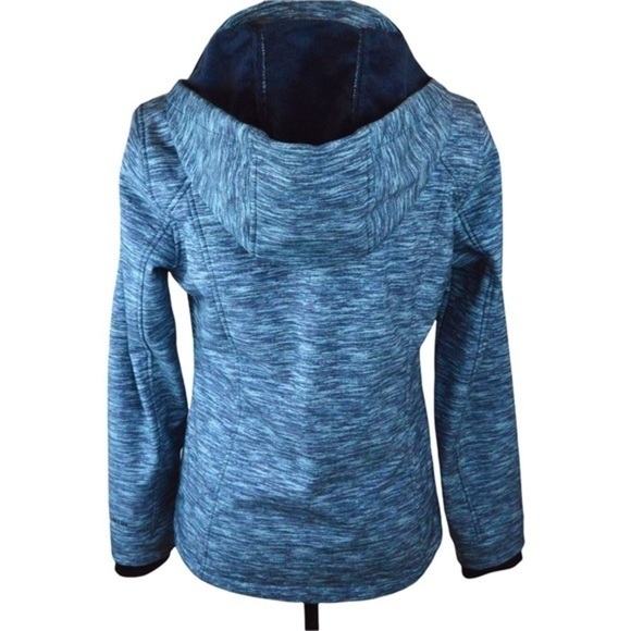 Free Country Faux Fur Lined Softshell Jacket, Blue Space Dye Print, Small - Picture 11 of 16